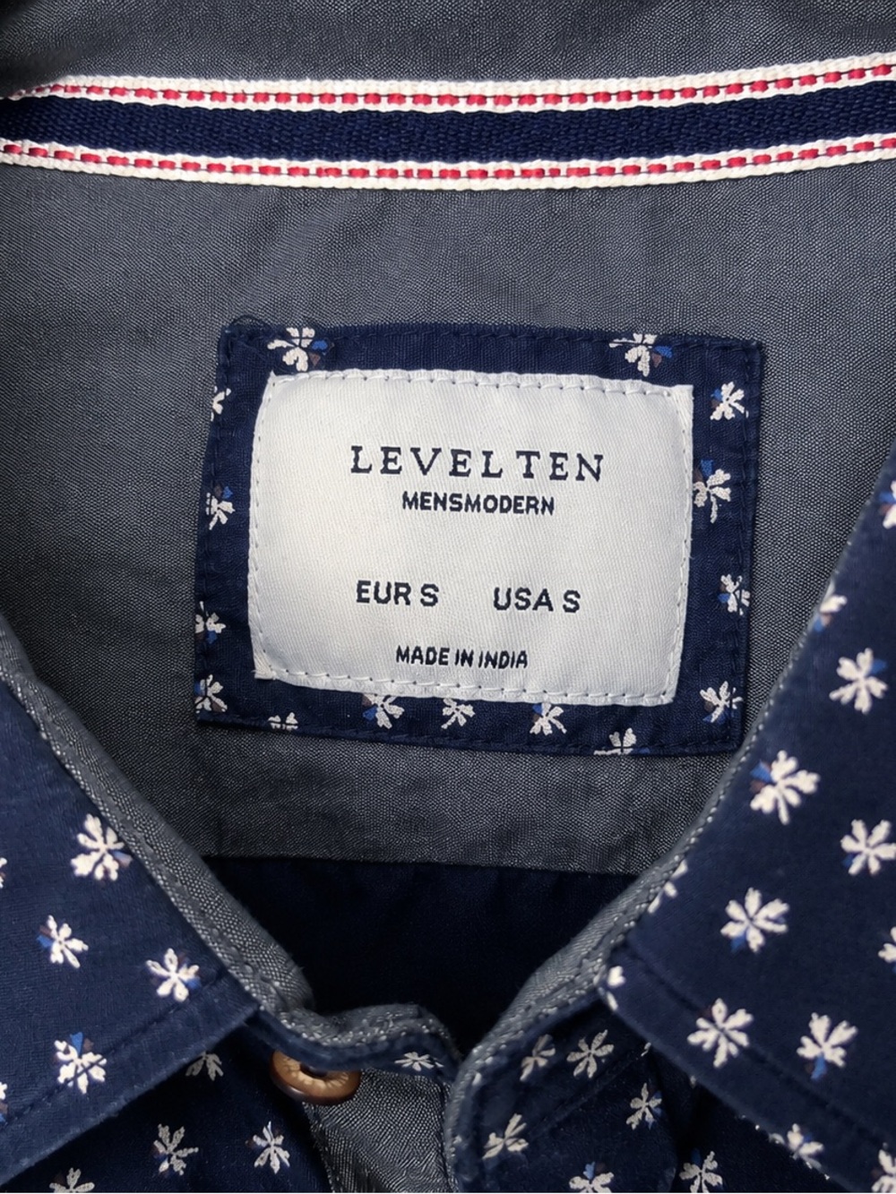 Level Ten Mens Modern Navy Floral Print Button Front Shirt Size Small
